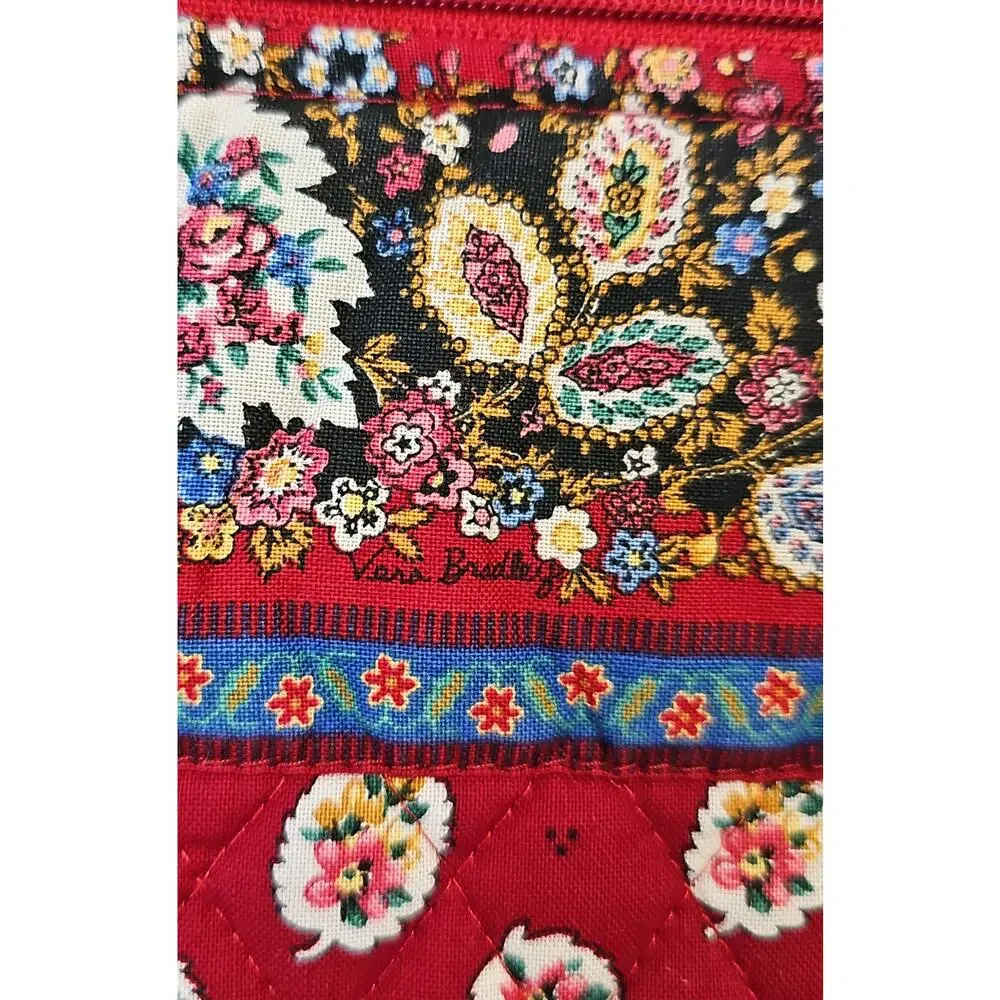 Vintage Vera Bradley Red Leaf Floral Paisley Quilted Laptop Notebook Bag Case